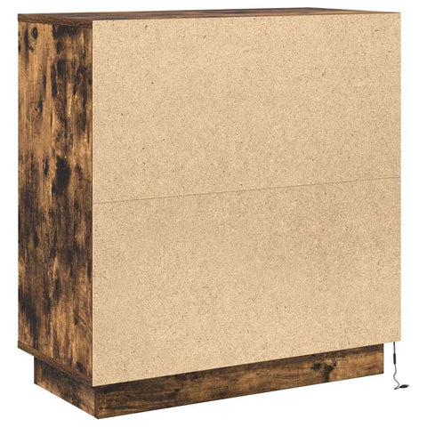 vidaXL Sideboard with LED, Smoked Oak, 71x34.5x75 cm, Engineered Wood
