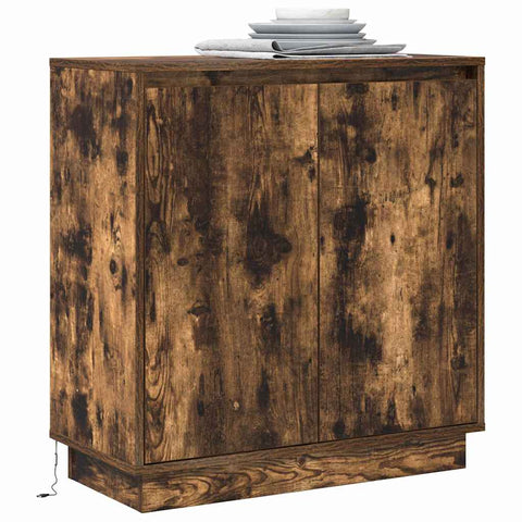 vidaXL Sideboard with LED, Smoked Oak, 71x34.5x75 cm, Engineered Wood