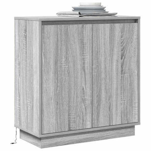 vidaXL Sideboard with LED in Grey Sonoma - 71 x 34.5 x 75 cm, Made of Engineered Wood