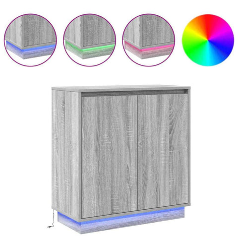 vidaXL Sideboard with LED in Grey Sonoma - 71 x 34.5 x 75 cm, Made of Engineered Wood