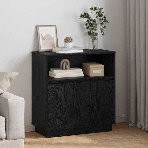 vidaXL Sideboard with LED Black Oak 71x34,5x75 cm Engineered Wood