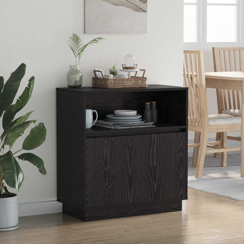 vidaXL Sideboard with LED Black Oak 71x34,5x75 cm Engineered Wood