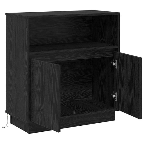 vidaXL Sideboard with LED Black Oak 71x34,5x75 cm Engineered Wood
