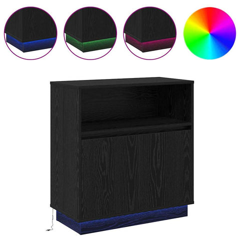 vidaXL Sideboard with LED Black Oak 71x34,5x75 cm Engineered Wood