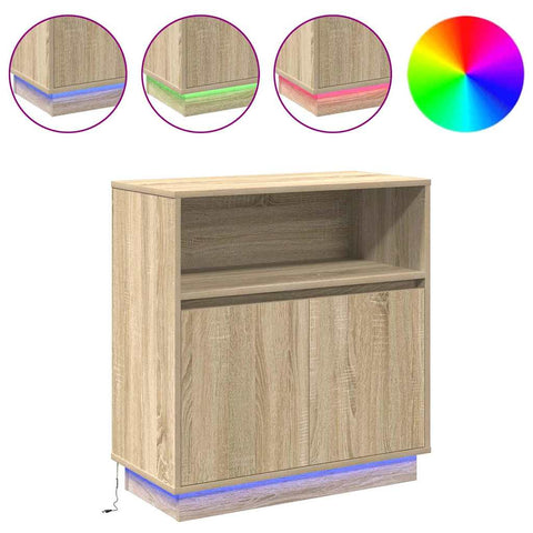 vidaXL Sideboard with LED Sonoma Oak 71x34,5x75 cm Engineered Wood