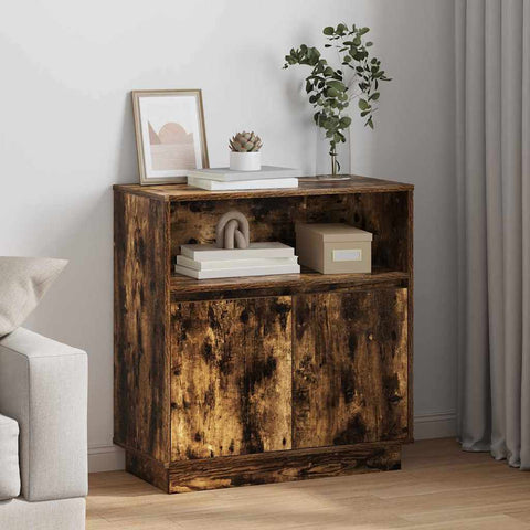 vidaXL Sideboard with LED Smoked Oak 71x34,5x75 cm Engineered Wood