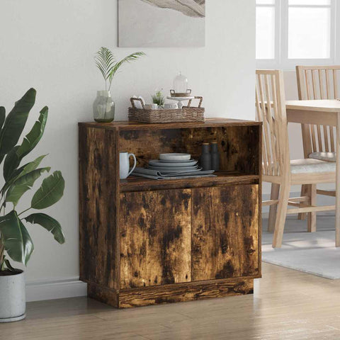 vidaXL Sideboard with LED Smoked Oak 71x34,5x75 cm Engineered Wood