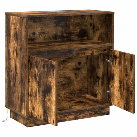vidaXL Sideboard with LED Smoked Oak 71x34,5x75 cm Engineered Wood