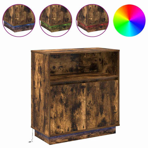 vidaXL Sideboard with LED Smoked Oak 71x34,5x75 cm Engineered Wood