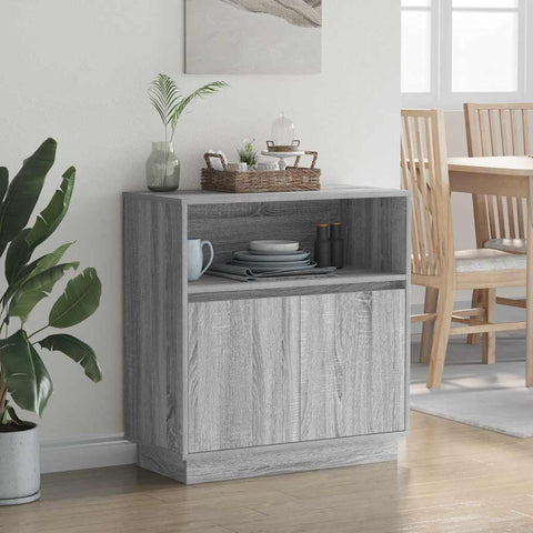 vidaXL Sideboard with LED Grey Sonoma 71x34,5x75 cm Engineered Wood
