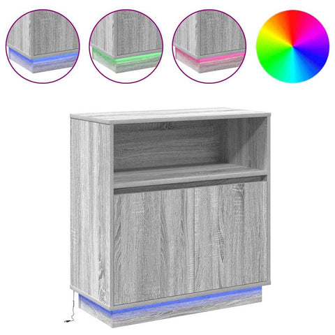vidaXL Sideboard with LED Grey Sonoma 71x34,5x75 cm Engineered Wood