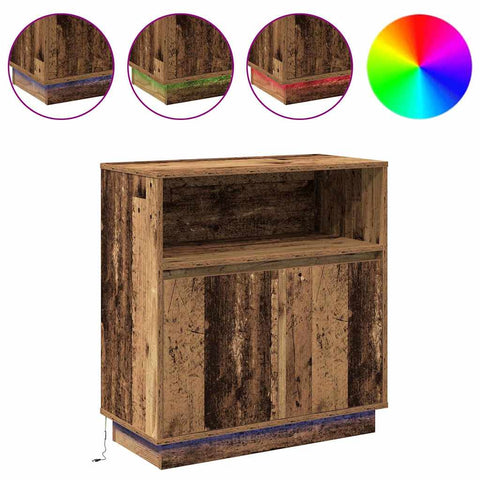 vidaXL Sideboard with LED Old Wood 71x34,5x75 cm Engineered Wood