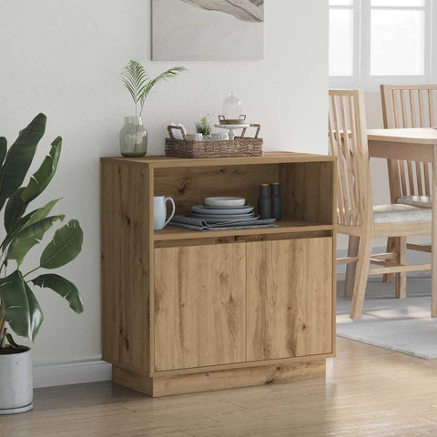 vidaXL Sideboard with LED Artisan Oak 71x34,5x75 cm Engineered Wood