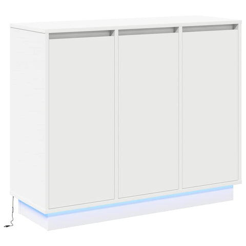 vidaXL Sideboard with LED - White, 90x32x75 cm, Made of Engineered Wood