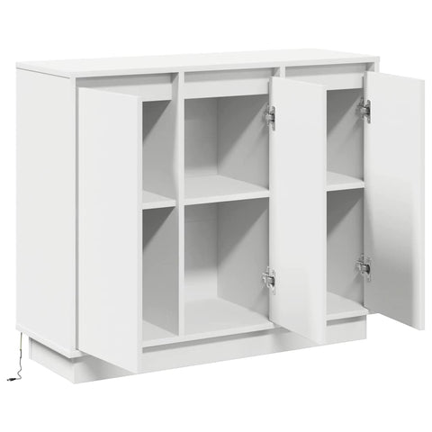 vidaXL Sideboard with LED - White, 90x32x75 cm, Made of Engineered Wood