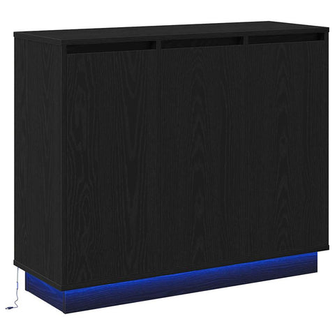 vidaXL Black Oak Sideboard with LED, 90x32x75 cm, Engineered Wood