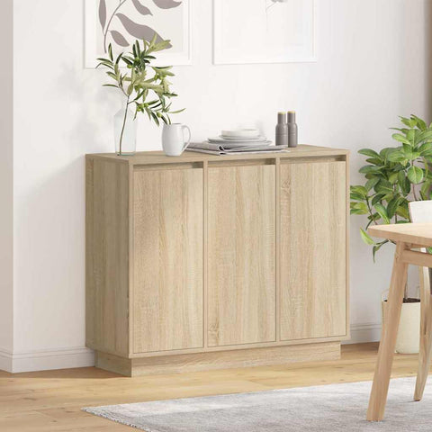 vidaXL LED Sideboard in Sonoma Oak - 90x32x75 cm - Engineered Wood