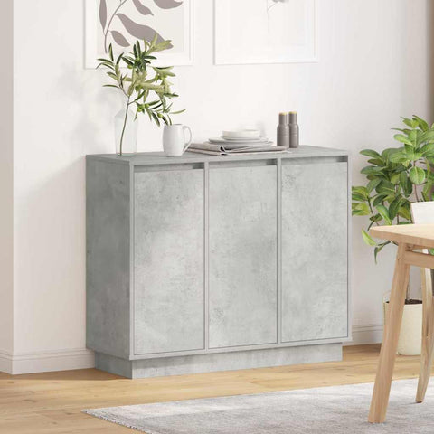 vidaXL Sideboard with LED in Concrete Grey, 90x32x75 cm, Made of Engineered Wood