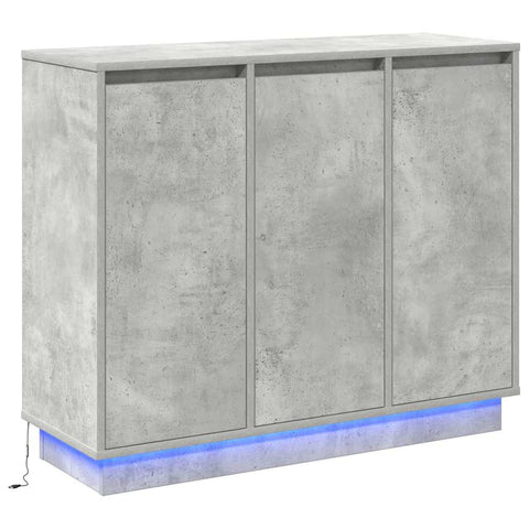 vidaXL Sideboard with LED in Concrete Grey, 90x32x75 cm, Made of Engineered Wood
