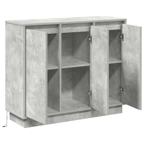 vidaXL Sideboard with LED in Concrete Grey, 90x32x75 cm, Made of Engineered Wood
