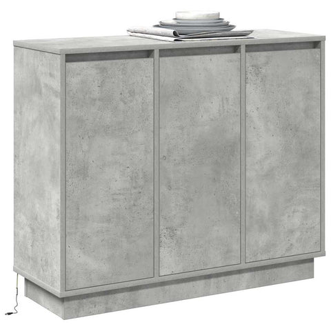 vidaXL Sideboard with LED in Concrete Grey, 90x32x75 cm, Made of Engineered Wood