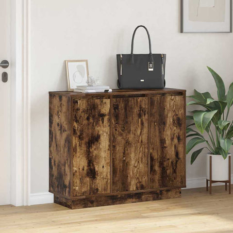 vidaXL Sideboard with LED in Smoked Oak - 90x32x75 cm - Made of Engineered Wood