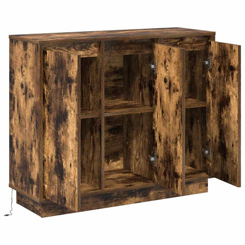 vidaXL Sideboard with LED in Smoked Oak - 90x32x75 cm - Made of Engineered Wood