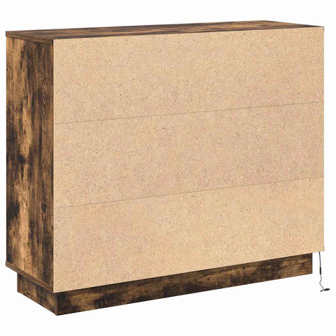 vidaXL Sideboard with LED in Smoked Oak - 90x32x75 cm - Made of Engineered Wood