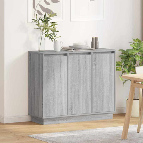 vidaXL Sideboard with LED - Grey Sonoma, 90x32x75 cm, Made of Engineered Wood