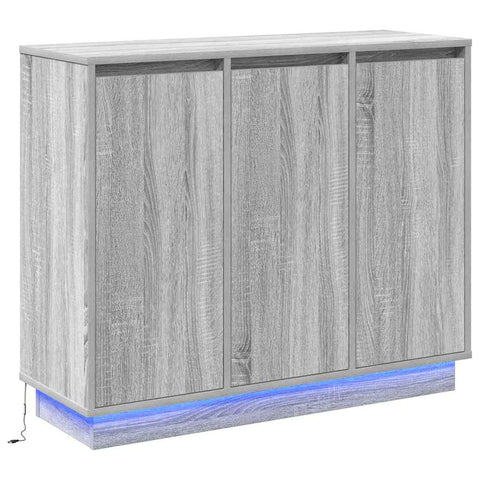 vidaXL Sideboard with LED - Grey Sonoma, 90x32x75 cm, Made of Engineered Wood