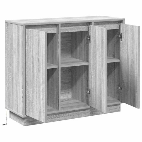 vidaXL Sideboard with LED - Grey Sonoma, 90x32x75 cm, Made of Engineered Wood