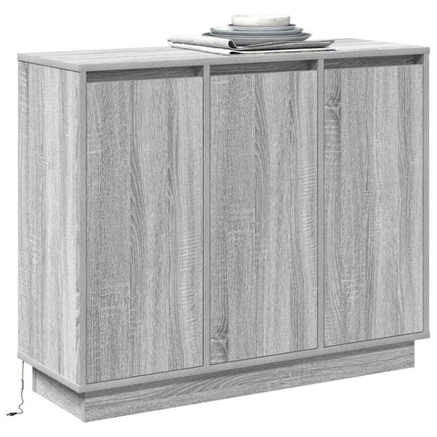 vidaXL Sideboard with LED - Grey Sonoma, 90x32x75 cm, Made of Engineered Wood