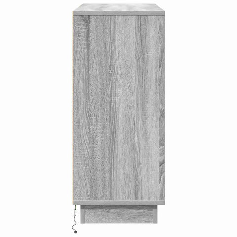 vidaXL Sideboard with LED - Grey Sonoma, 90x32x75 cm, Made of Engineered Wood