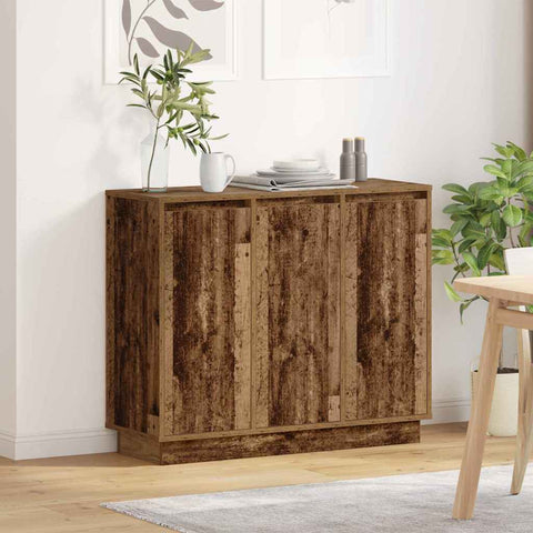 vidaXL Sideboard with LED - Old Wood - 90x32x75 cm - Engineered Wood