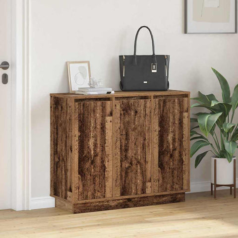 vidaXL Sideboard with LED - Old Wood - 90x32x75 cm - Engineered Wood