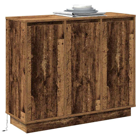 vidaXL Sideboard with LED - Old Wood - 90x32x75 cm - Engineered Wood