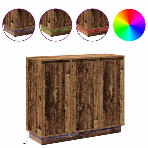 vidaXL Sideboard with LED - Old Wood - 90x32x75 cm - Engineered Wood