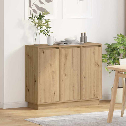 vidaXL Sideboard with LED Artisan Oak 90x32x75 cm Engineered Wood