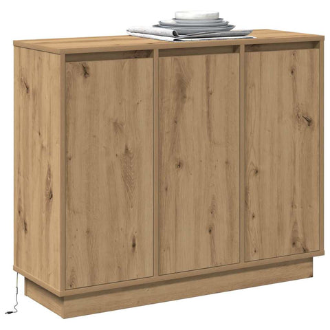 vidaXL Sideboard with LED Artisan Oak 90x32x75 cm Engineered Wood