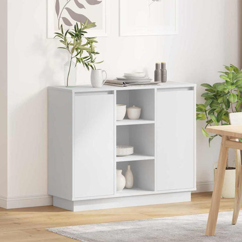 vidaXL Sideboard with LED White 90x32x75 cm Engineered Wood