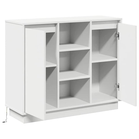 vidaXL Sideboard with LED White 90x32x75 cm Engineered Wood