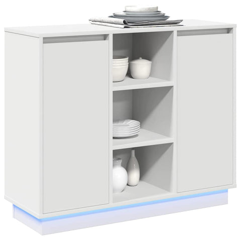 vidaXL Sideboard with LED White 90x32x75 cm Engineered Wood