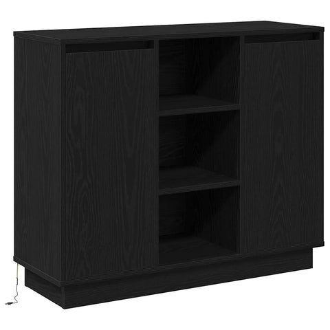 vidaXL Sideboard with LED Black Oak 90x32x75 cm Engineered Wood