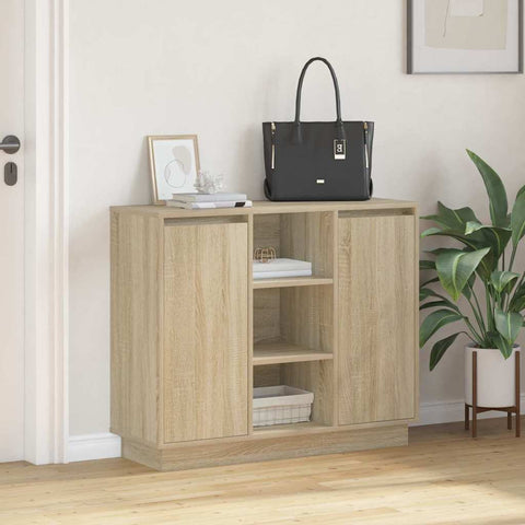 vidaXL Sideboard with LED Sonoma Oak 90x32x75 cm Engineered Wood