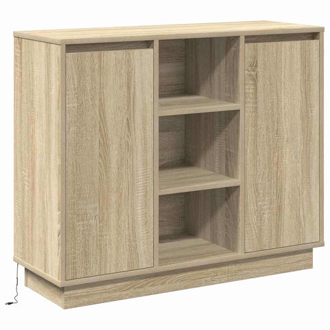 vidaXL Sideboard with LED Sonoma Oak 90x32x75 cm Engineered Wood