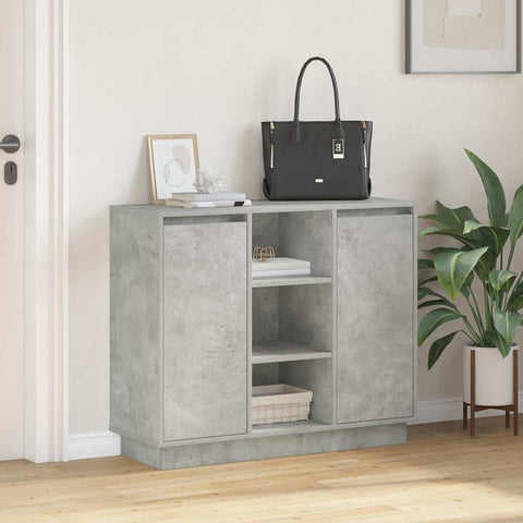 vidaXL Sideboard with LED Concrete Grey 90x32x75 cm Engineered Wood