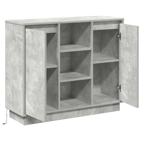 vidaXL Sideboard with LED Concrete Grey 90x32x75 cm Engineered Wood