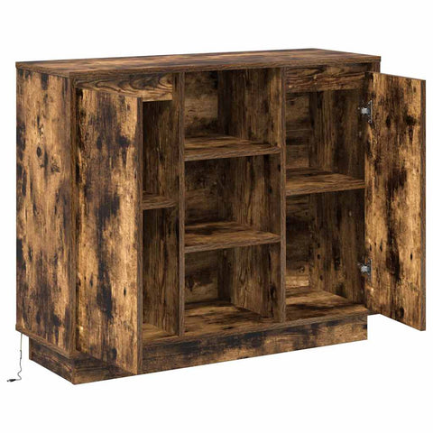 vidaXL Sideboard with LED Smoked Oak 90x32x75 cm Engineered Wood