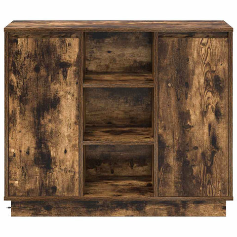 vidaXL Sideboard with LED Smoked Oak 90x32x75 cm Engineered Wood