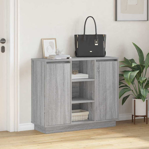 vidaXL Sideboard with LED Grey Sonoma 90x32x75 cm Engineered Wood